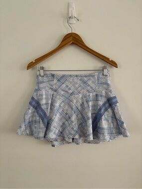 FP Movement by Free People White and Light Blue Patterned Skater Skirt